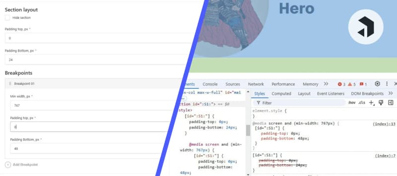 How to manage section layout in Payload CMS